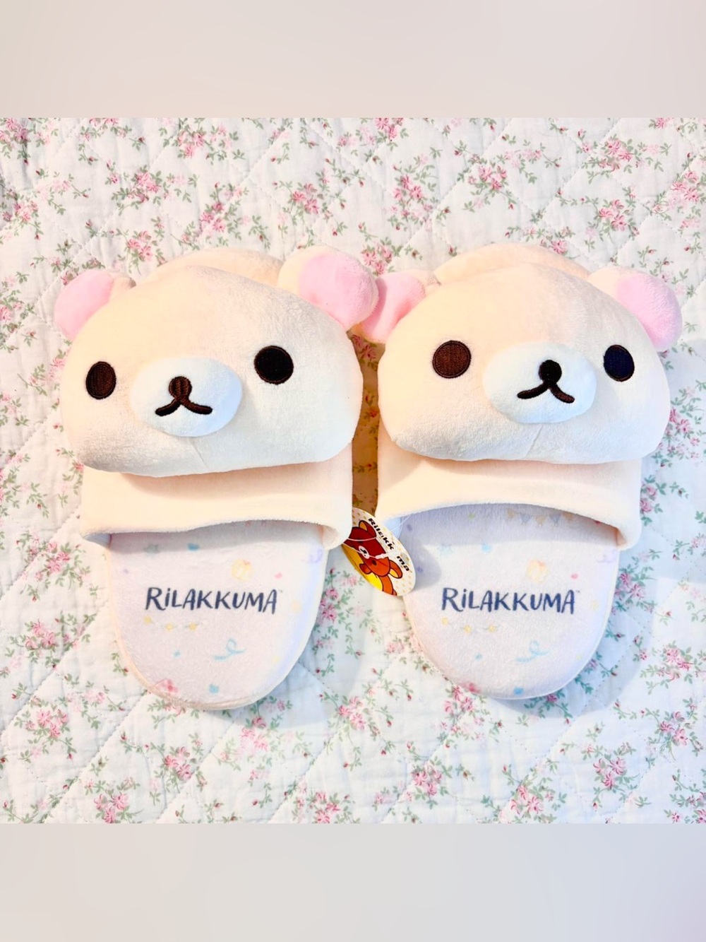 Rilakkuma Plush Bear Pink Slippers